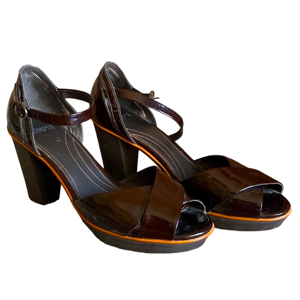 Camper Glossy Chocolate Heels